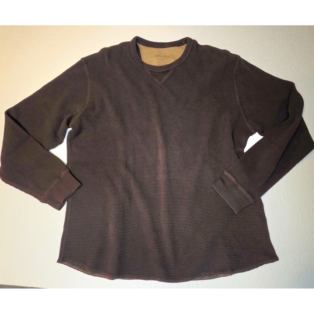 Eddie Bauer Brown Men's Waffle-knit Thermal Crewneck